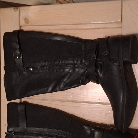 Torrid size 9W black double strap buckle side zip boot - Picture 2 of 9